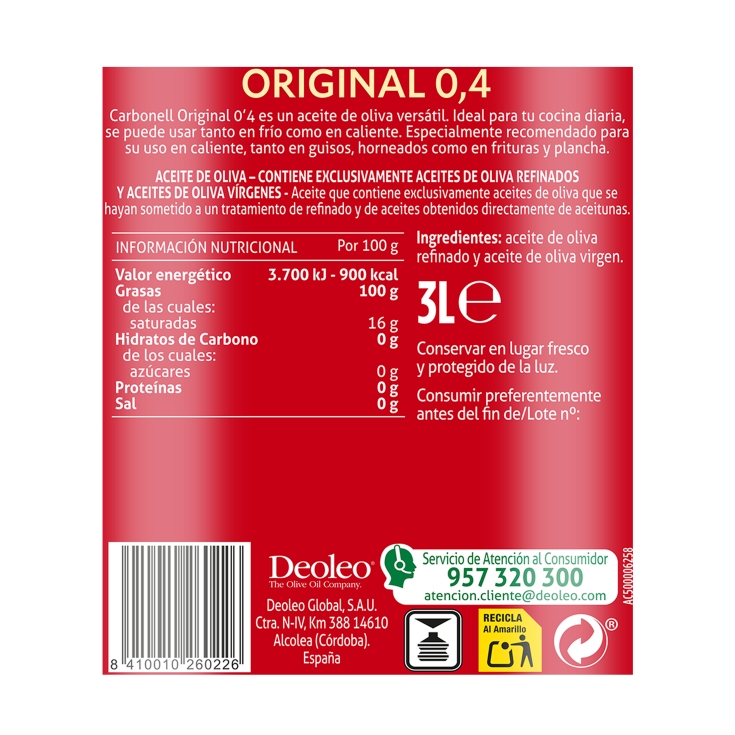 aceite oliva 0,4º, 3l