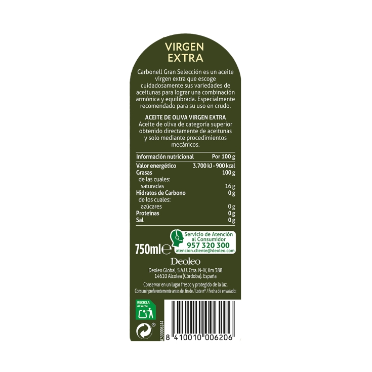 aceite oliva v.extra gran selección, 750ml