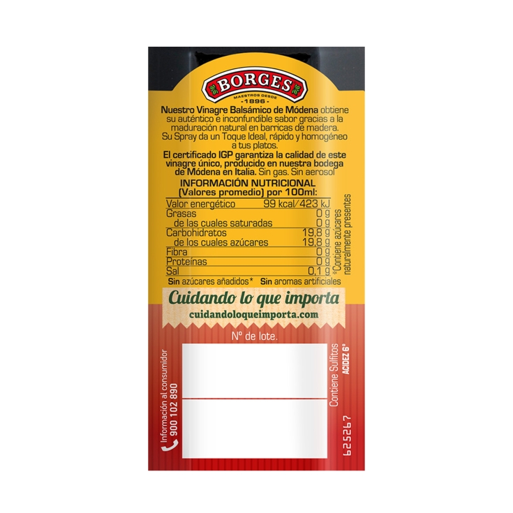vinagre balsámico de módena spray, 250ml
