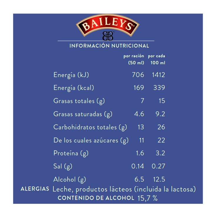 licor crema baileys chocolate, 500ml