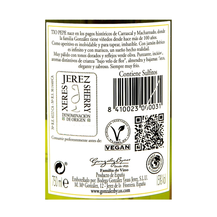 vino fino de jerez, 750ml