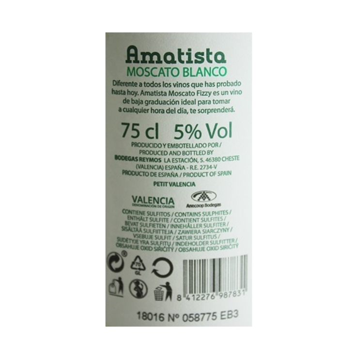 vino d.o. valencia blanco moscato, 750ml