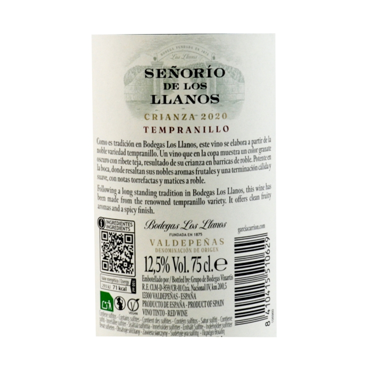 vino valdepeñas tinto tempranillo cza, 750ml