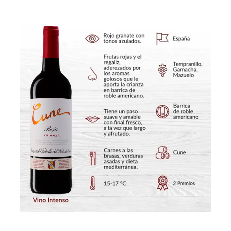 vino d.o. rioja tinto crianza, 750ml