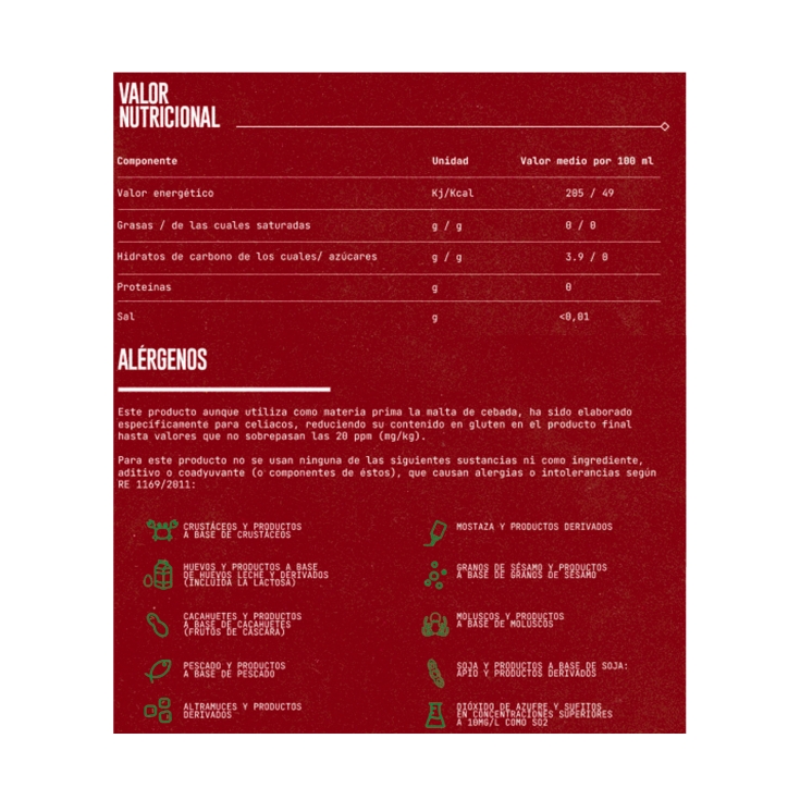 cerveza especial sin gluten, 330ml