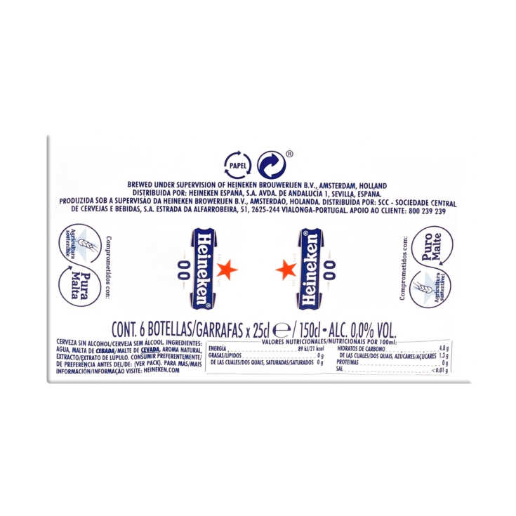cerveza 0,0 sin alcohol botellin 250ml, pk-6