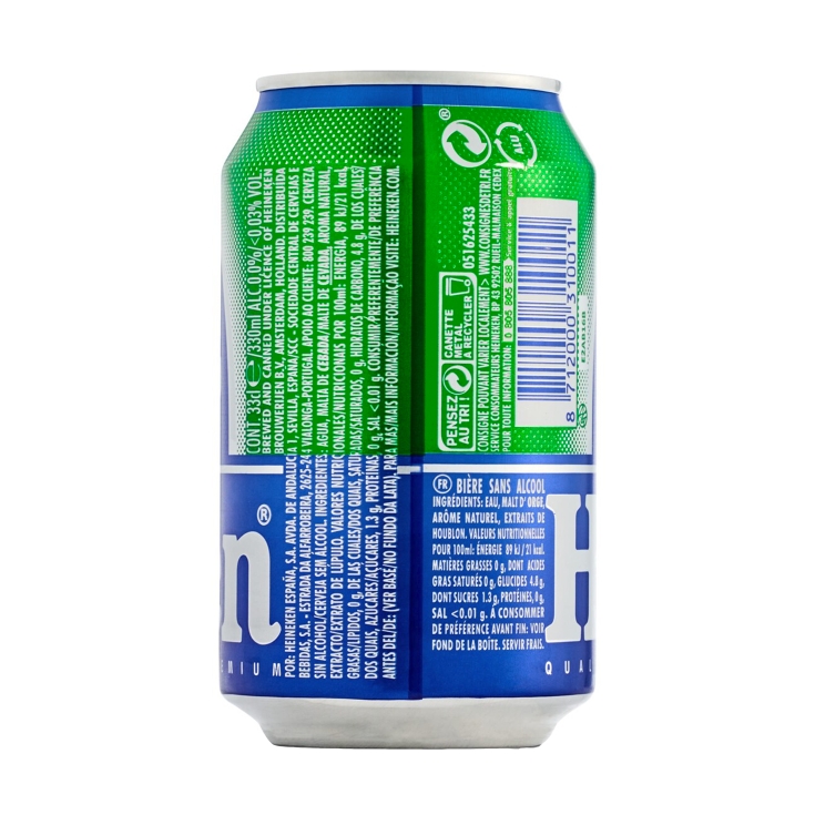 cerveza 0,0 sin alcohol lata, 330ml
