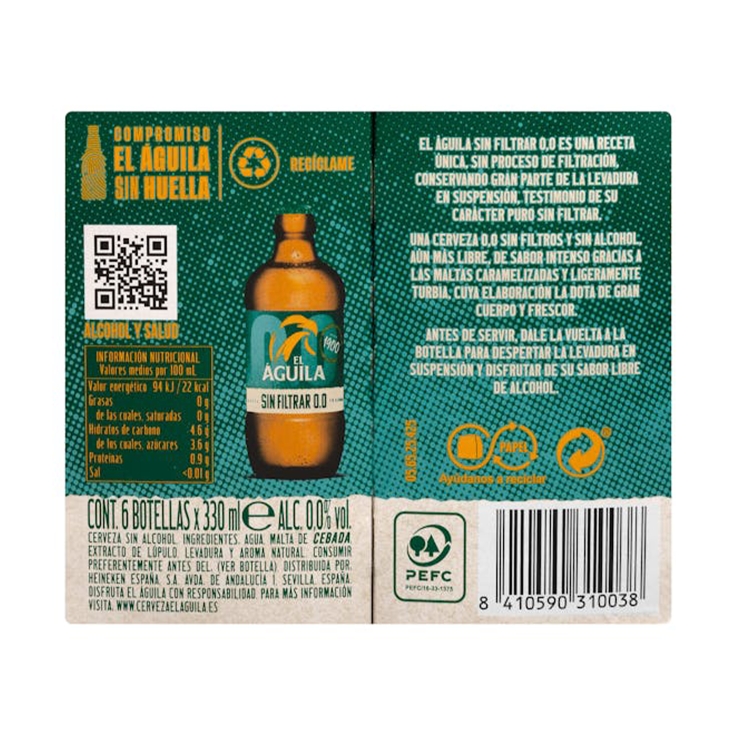 cerveza 0,0 alcohol sin filtrar botell, 330ml