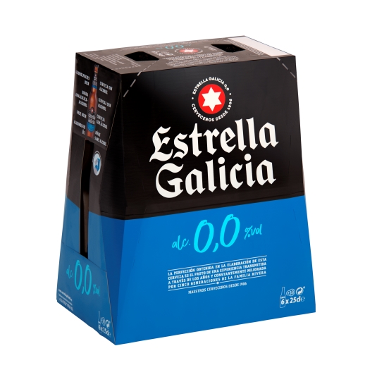 cerveza 0,0 sin alcohol botellin 250ml, pk-6