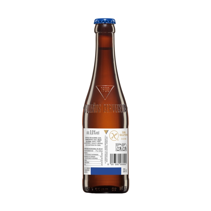 cerveza 0,0 sin alcohol celíacos, 330ml