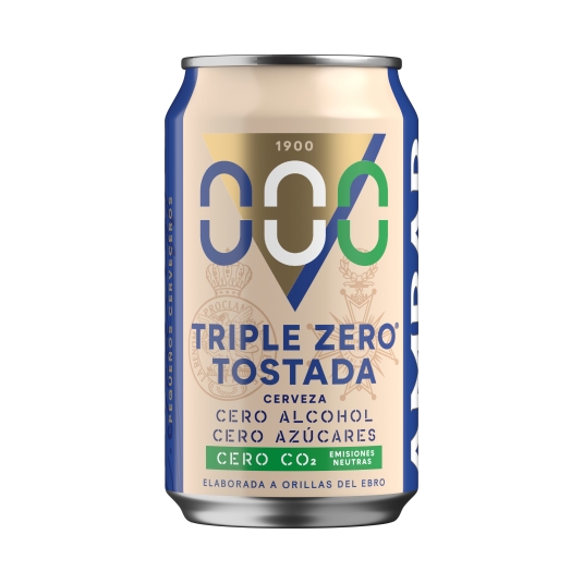 cerveza triple zero tostada lata, 330ml