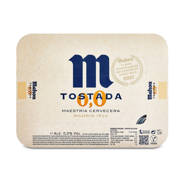 cerveza 0,0 s/alcohol tostada mini 200m, pk-6