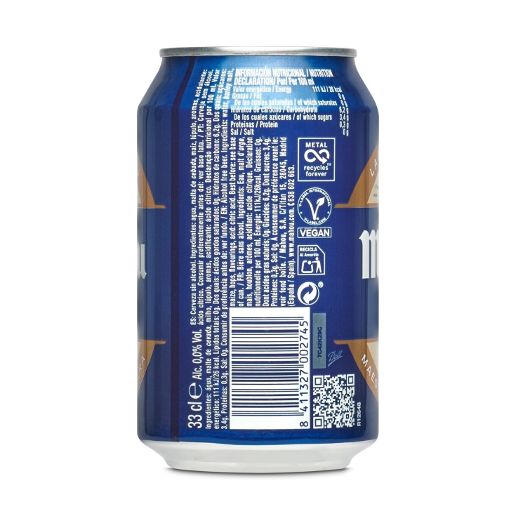 cerveza 0,0 sin alcohol tostada, 330ml