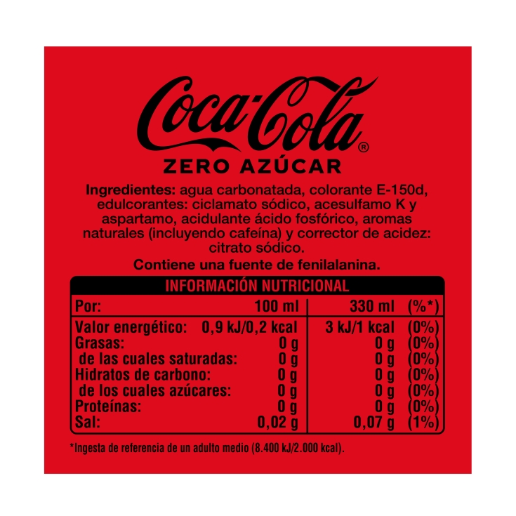 refresco cola zero lata 330ml.,pack-12
