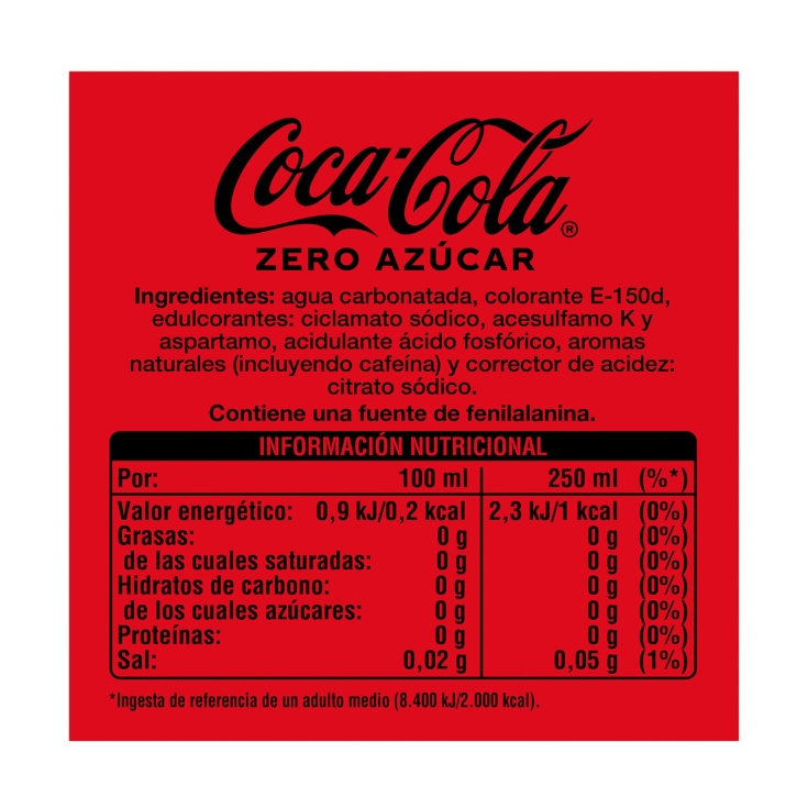refresco cola zero, 500ml