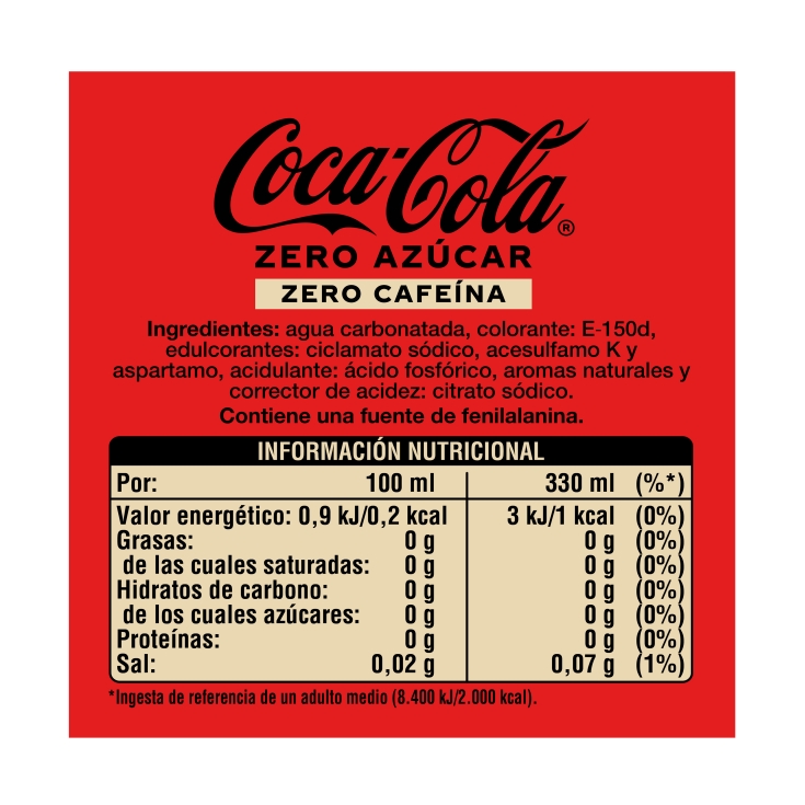 refresco cola zero zero lata, 330ml