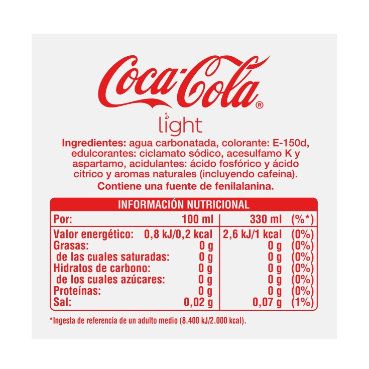 refresco cola light lata 330ml, pk-9