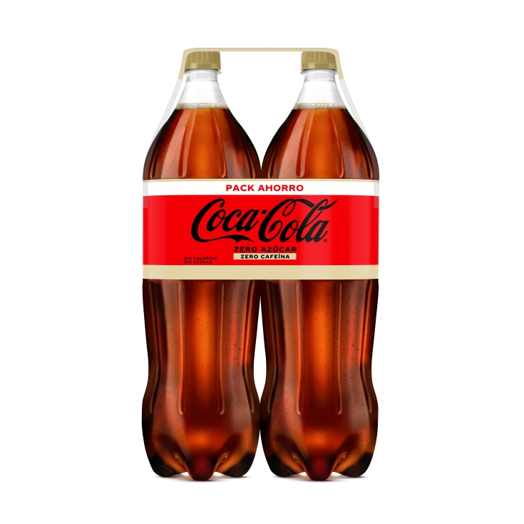 Coca-Cola Zero Refresco de cola Zero sin azúcar y sin cafeína Pack 4  botellas de 2 l