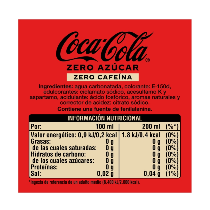 refresco cola zero zero lata, 200ml