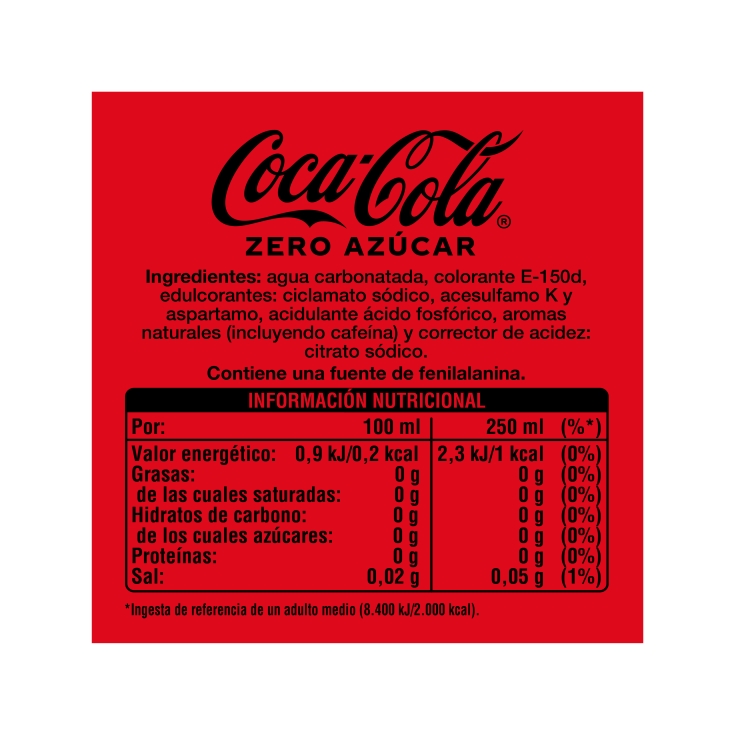 refresco cola zero botella 1,25l, pk-2