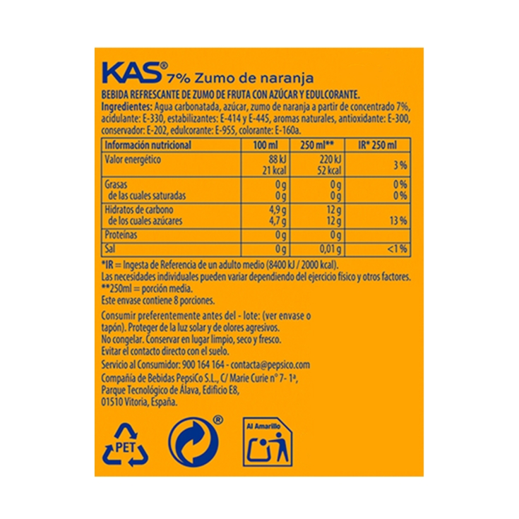 refresco naranja pet, 330ml