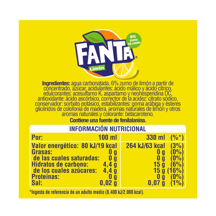 refresco limón lata, 330ml