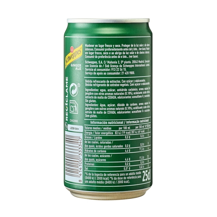 ginger ale lata, 250ml