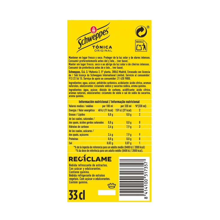 tónica lata, 330ml