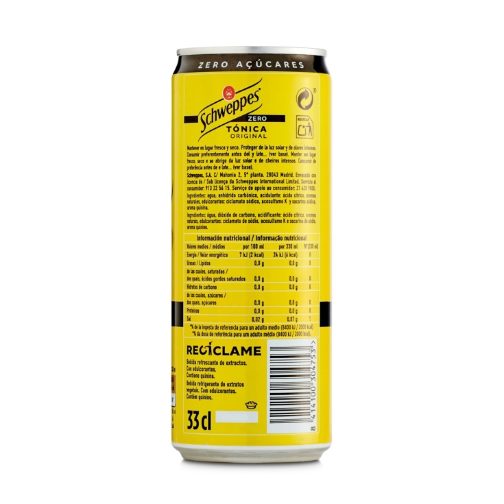 tónica zero lata, 330ml