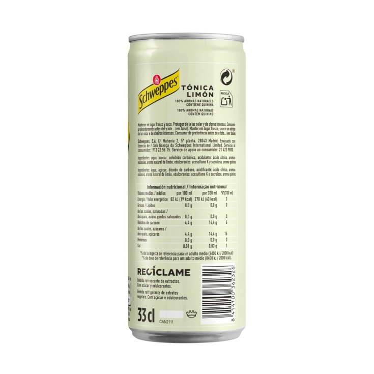 tónica limón lata, 330ml