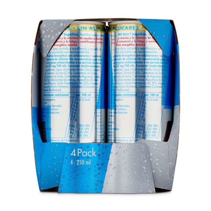 bebida energética sugar free 250ml, pk-4