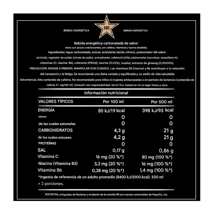 bebida energética, 500ml