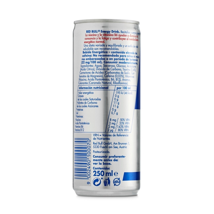 bebida energética, 250ml