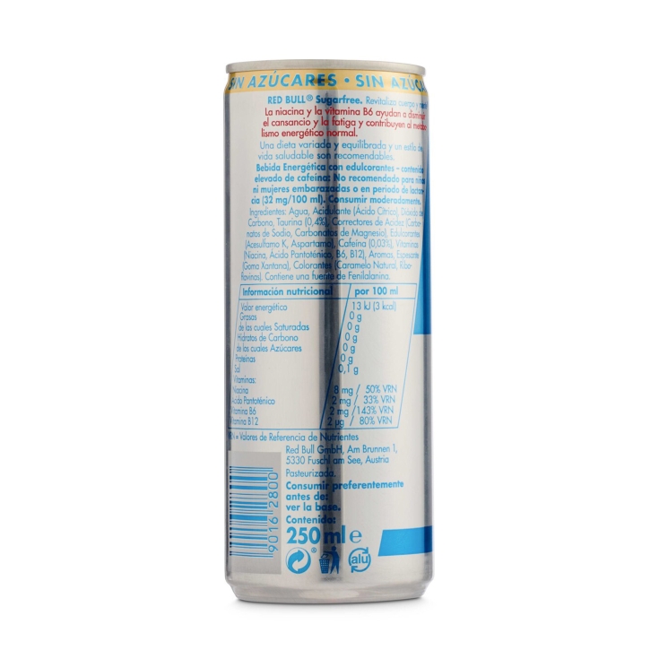bebida energética sugar free, 250ml