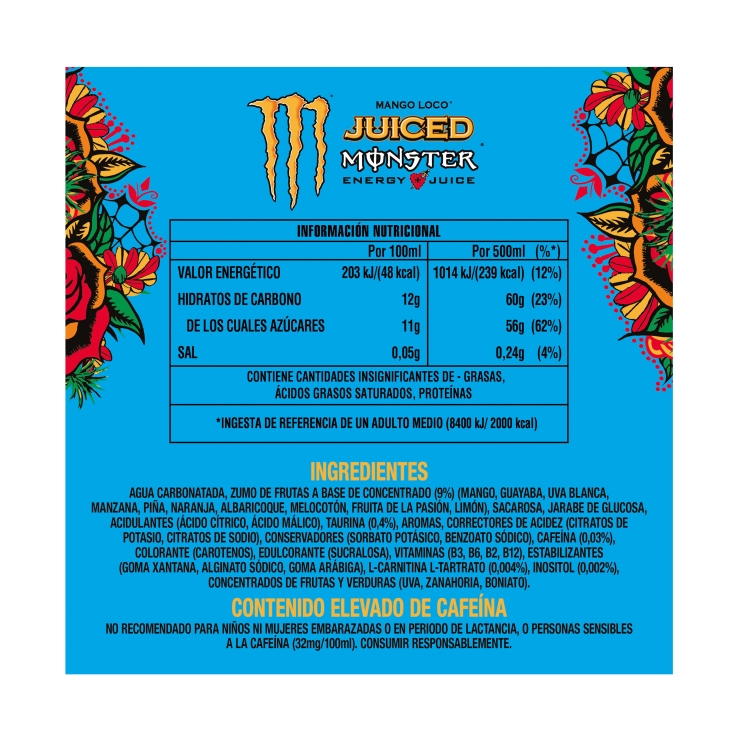 bebida energética mango loco lata, 500ml