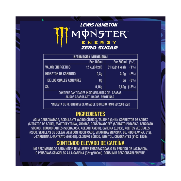 bebida energética zero lewis hamilton, 500ml