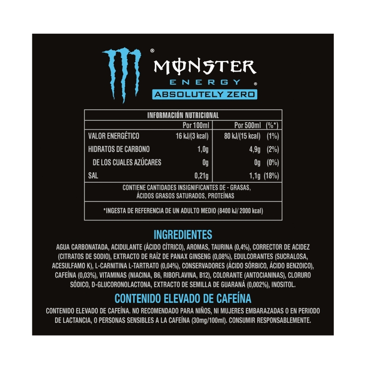 bebida energética zero absolutely lata, 500ml