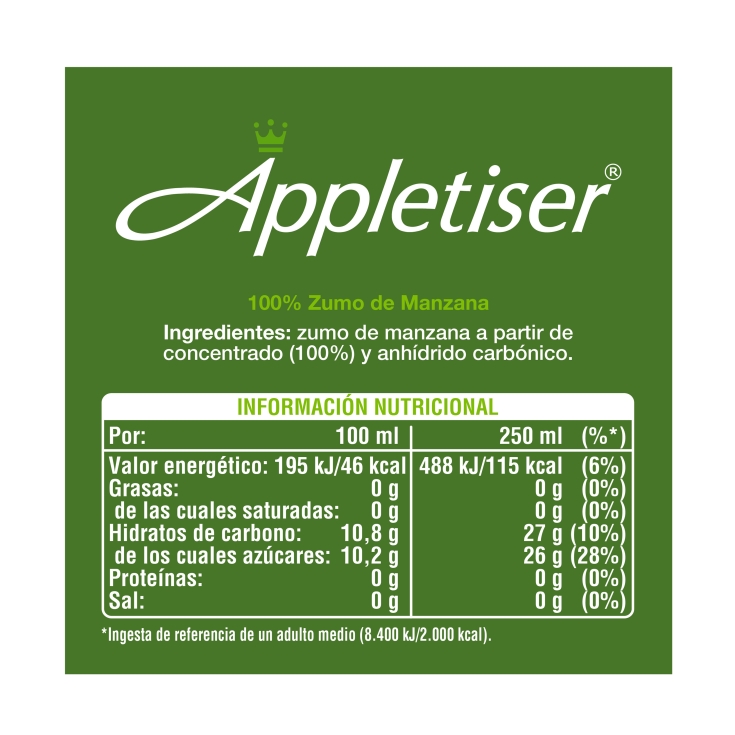 refresco 100% zumo manzana lata, 250ml