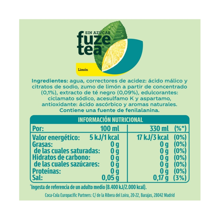 té al limón s/a lata, 330ml