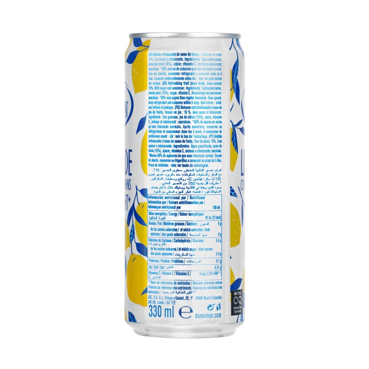refresco limonada light con gas lata, 330ml