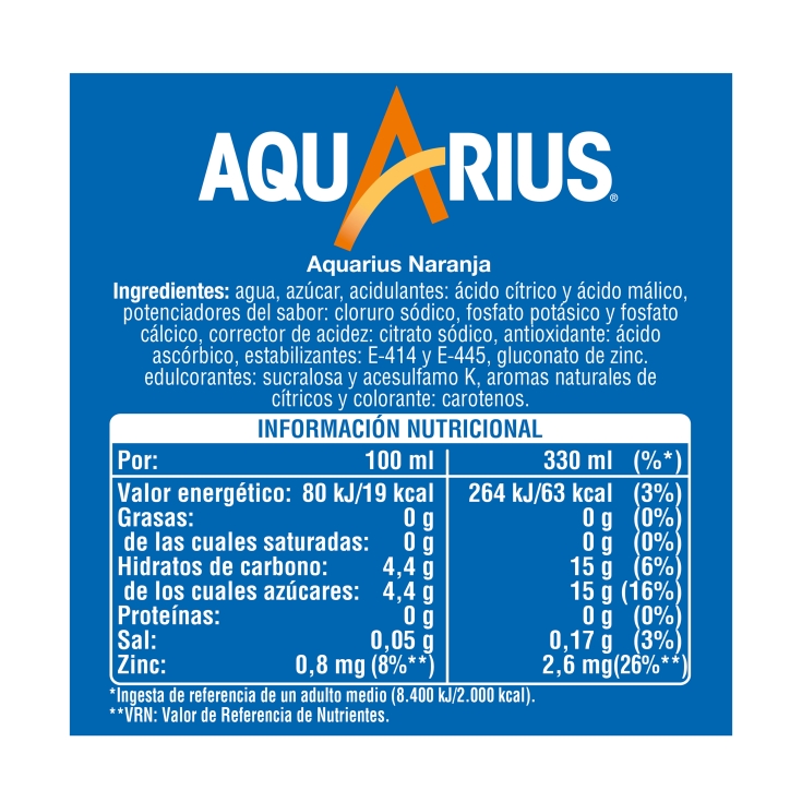 bebida isotónica naranja lata, 330ml