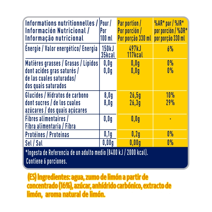 agua limón con gas, 330ml