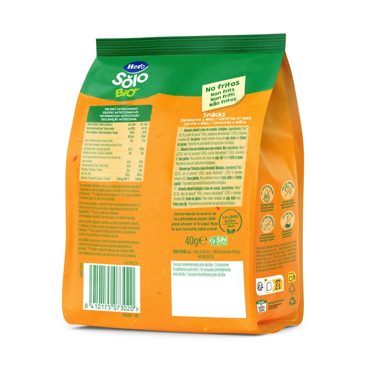 snacks zanahorias y maiz eco, 40g