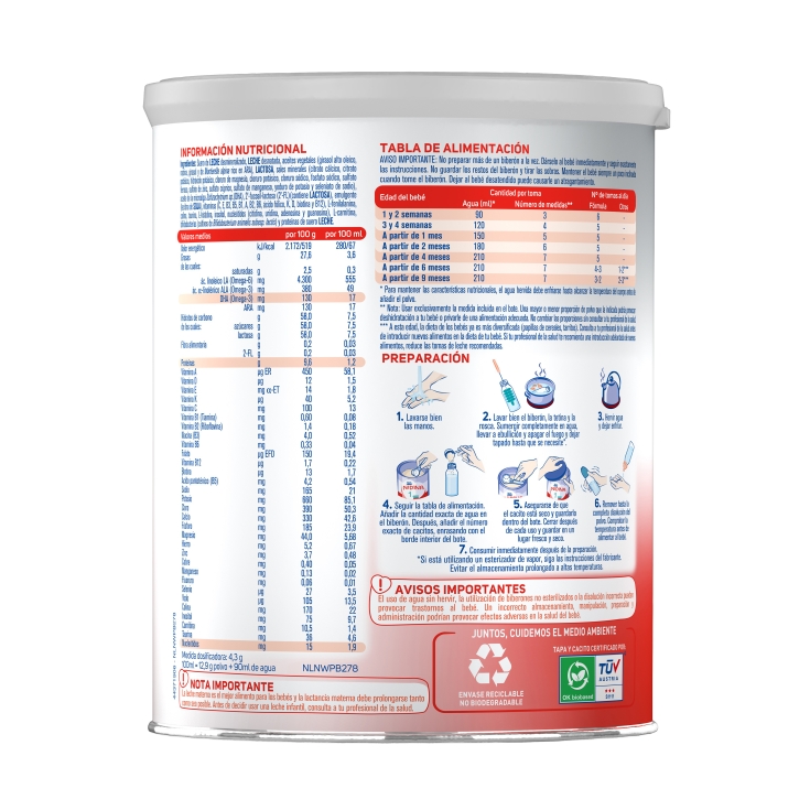 leche para lactante nidina 1, 800g