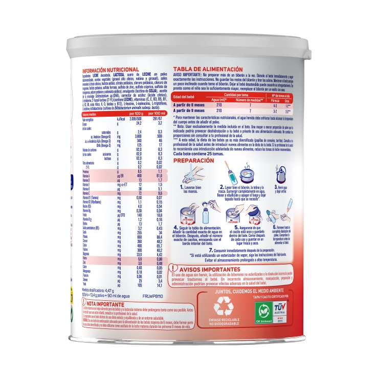 leche de continuación nidina 2, 800g