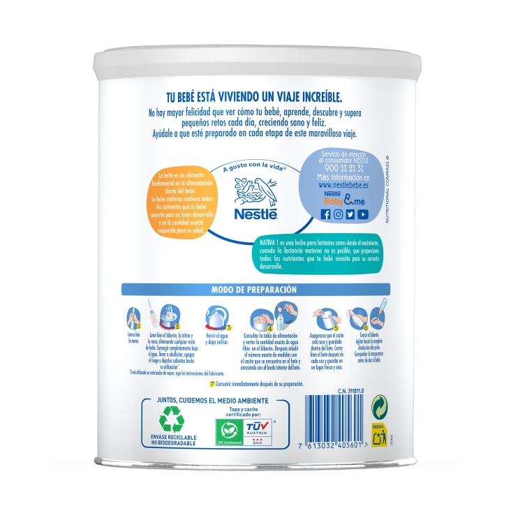 leche para lactante nativa 1, 800g