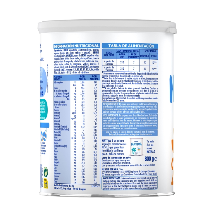leche de continuación nativa 2, 800g