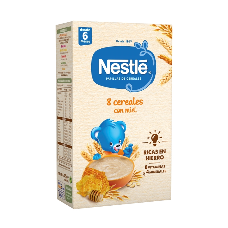 Papilla infantil desde 6 meses 8 cereales galleta Hero Baby sin