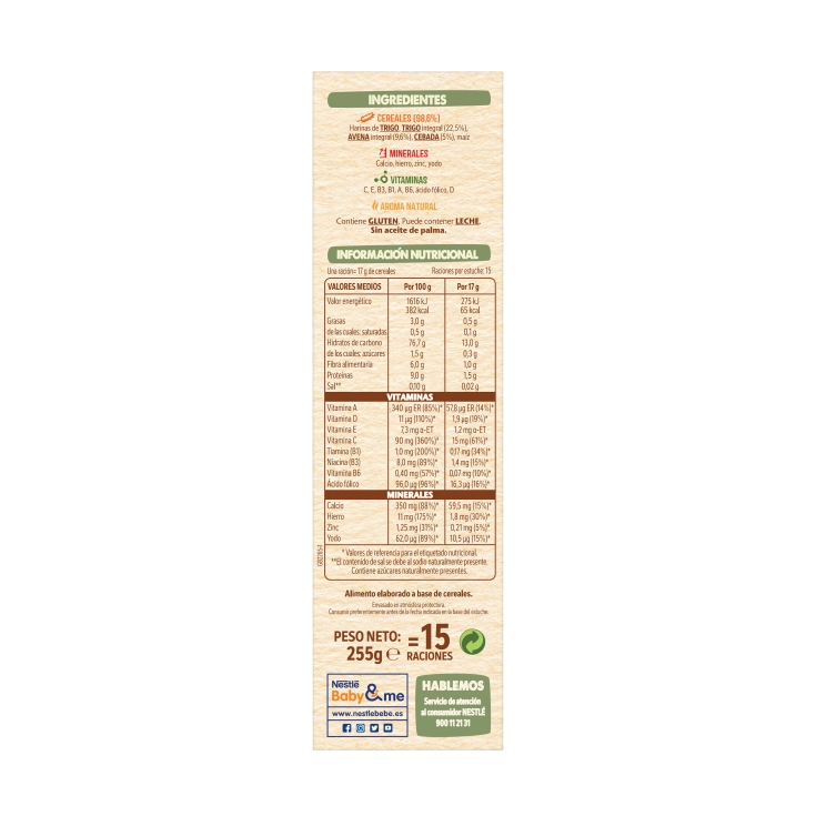 papilla multicereales 0%0% azucares, 255g