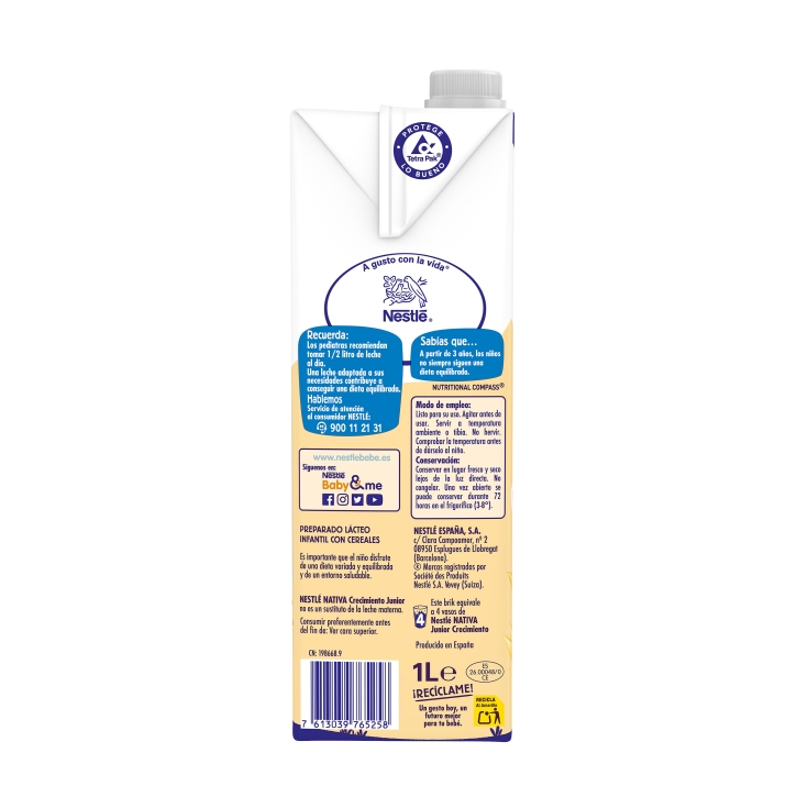 leche crecimiento junior 3 cereales, 1l